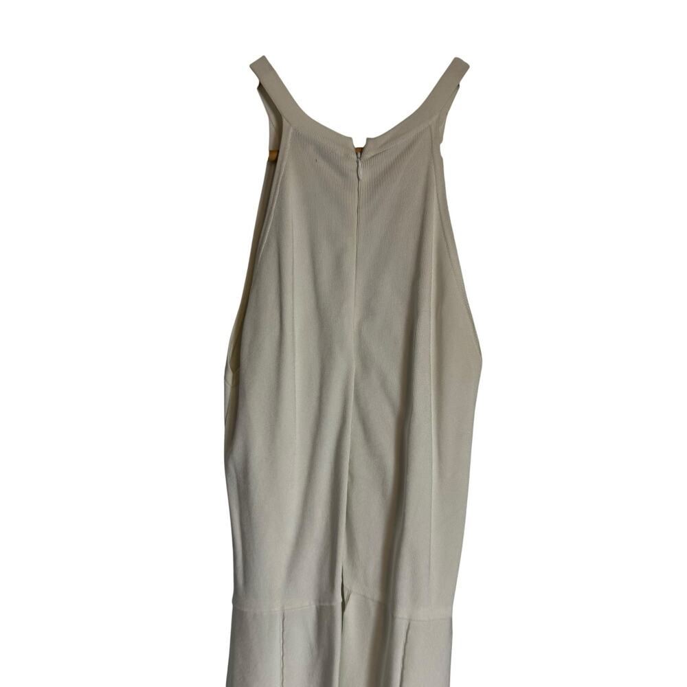 Parker Cheryl White Blue Embroidery Knit Halter Fit & Flare Preppy Coastal Dress - Picture 11 of 16